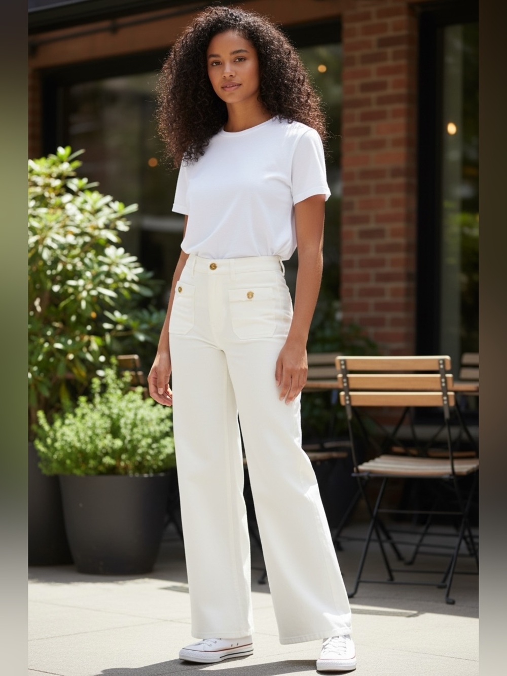 NWT J Crew Factory Slim wide-leg sailor jean in all-day stretch Seashell White